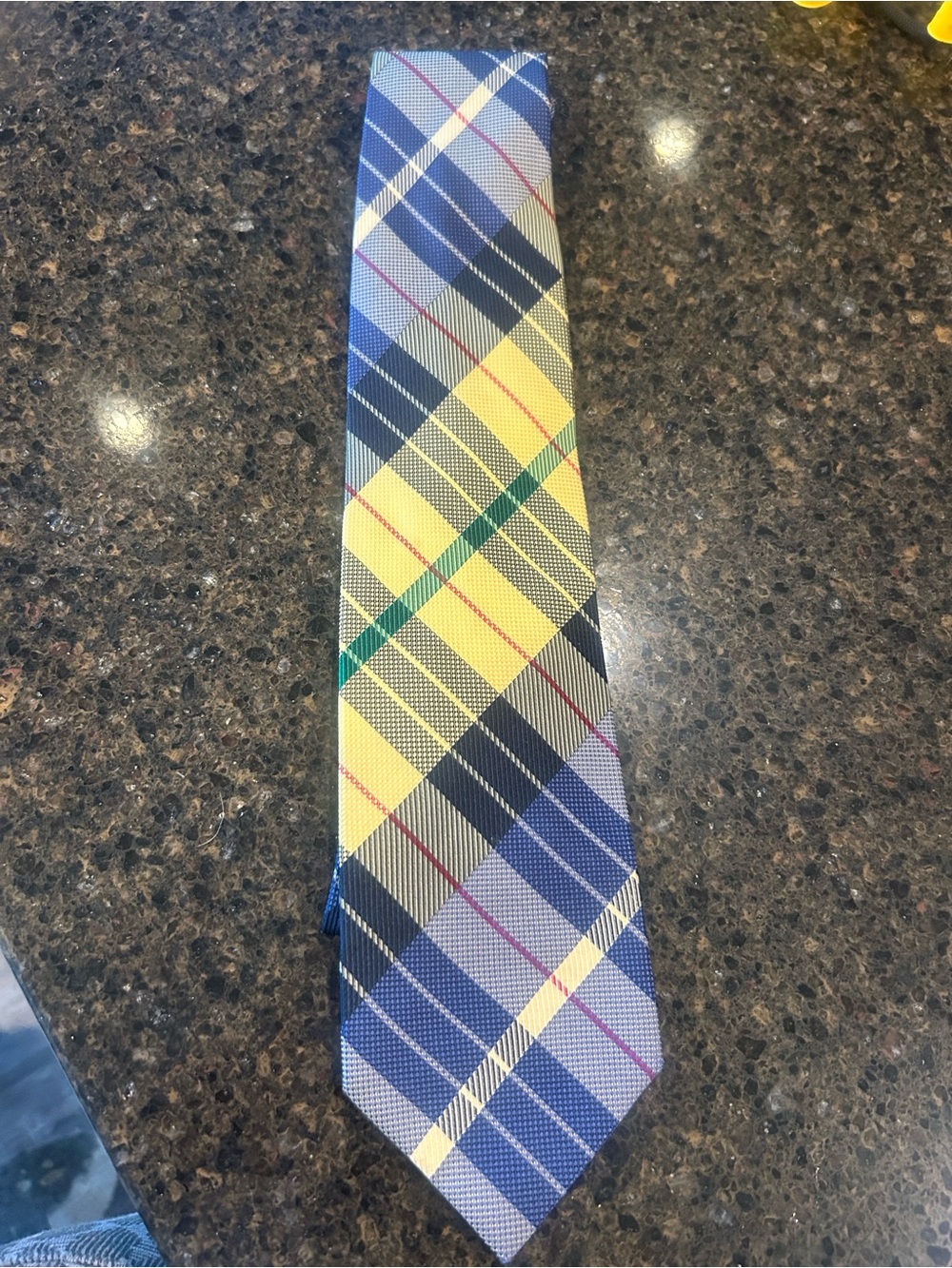Emanuel Ungaro Yellow, Blue & Green Plaid Tie